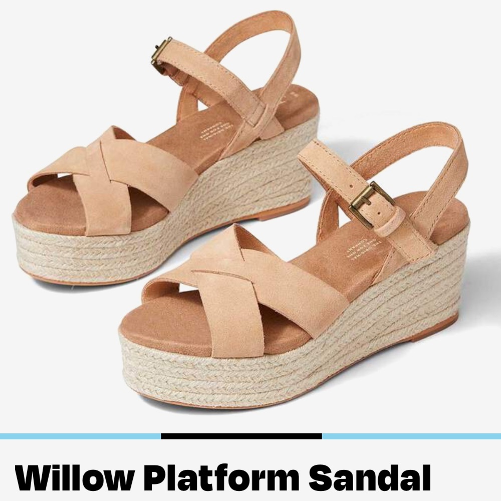 TOMS Willow Platform Sandal - Sz 9 Tan